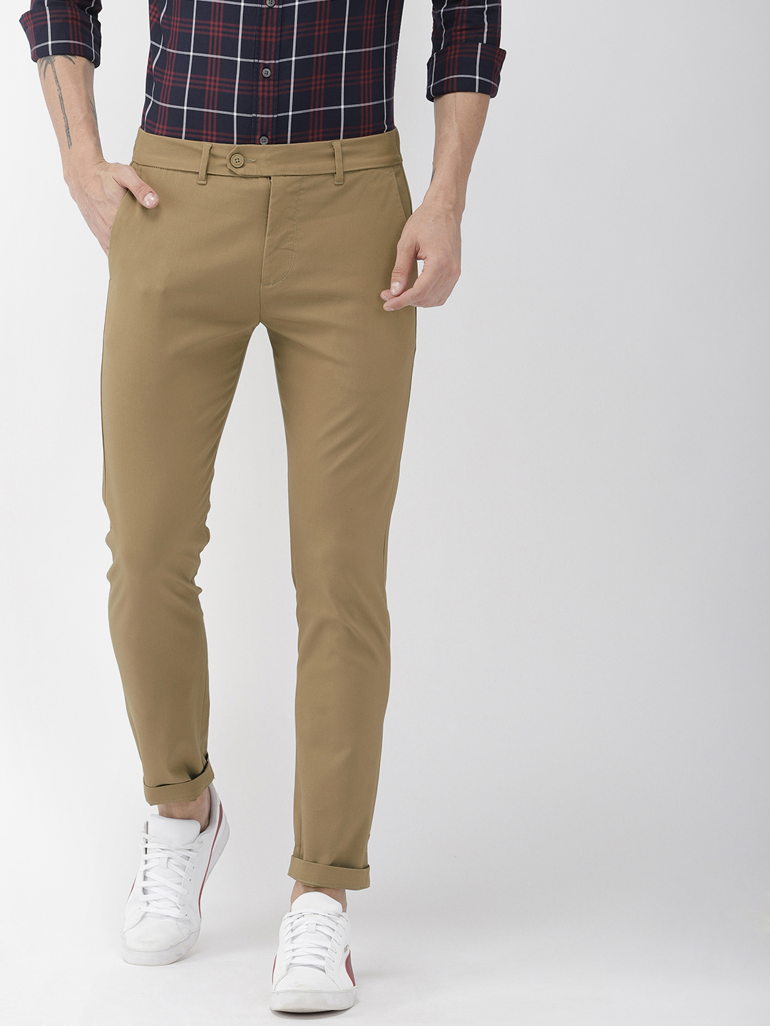 Men Brown 512 Slim Tapered Fit Solid Chinos